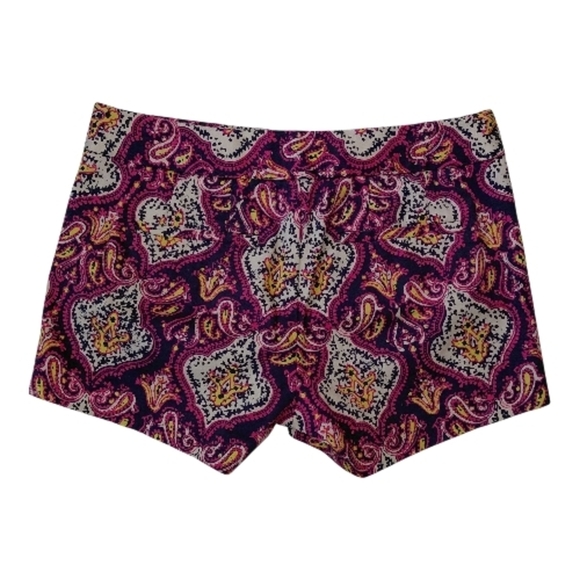 J. Crew High Waist Purple and Yellow Patterned Shorts - Picture 4 of 6